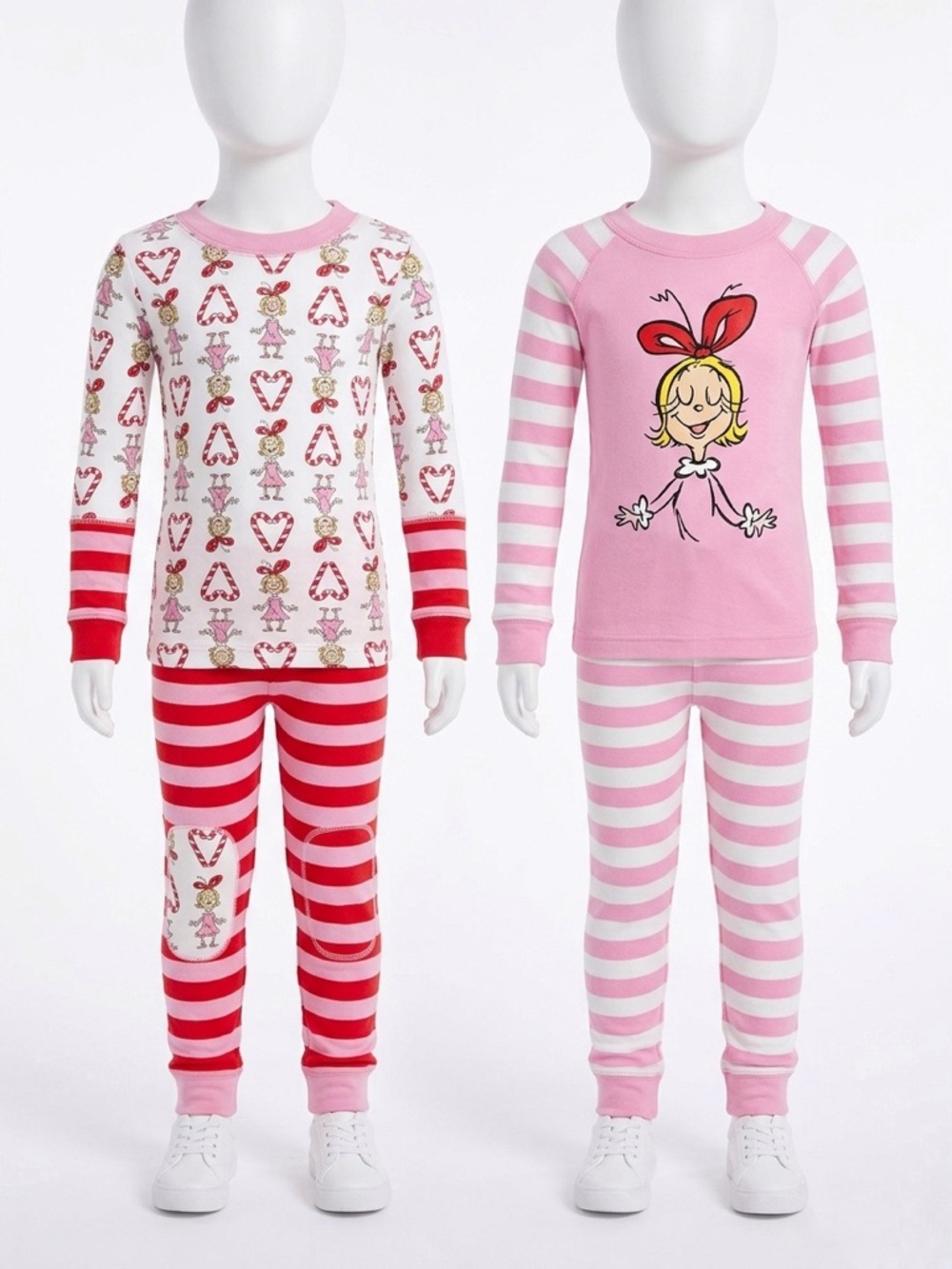 Hanna Andersson Girls' Cindy Lou Who Pink and Red Stripe Holiday Pajama Bundle